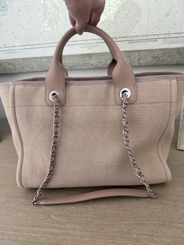 Authentic Chanel Mixed Fibers Medium Deauville Tote Beige gallery