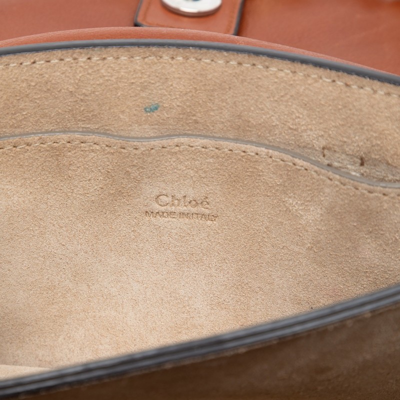 Chloé Small Suede and Calfskin Faye Crossbody Pre-Loved Bag Brown gallery