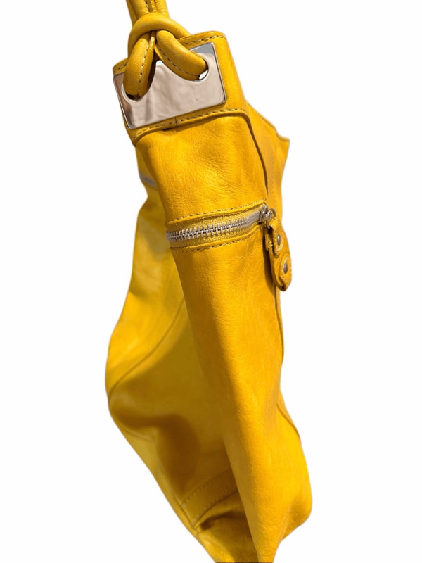Marzia Women's Yellow Genuine Leather Hobo Slouch Shoulder Bag Purse Italy gallery