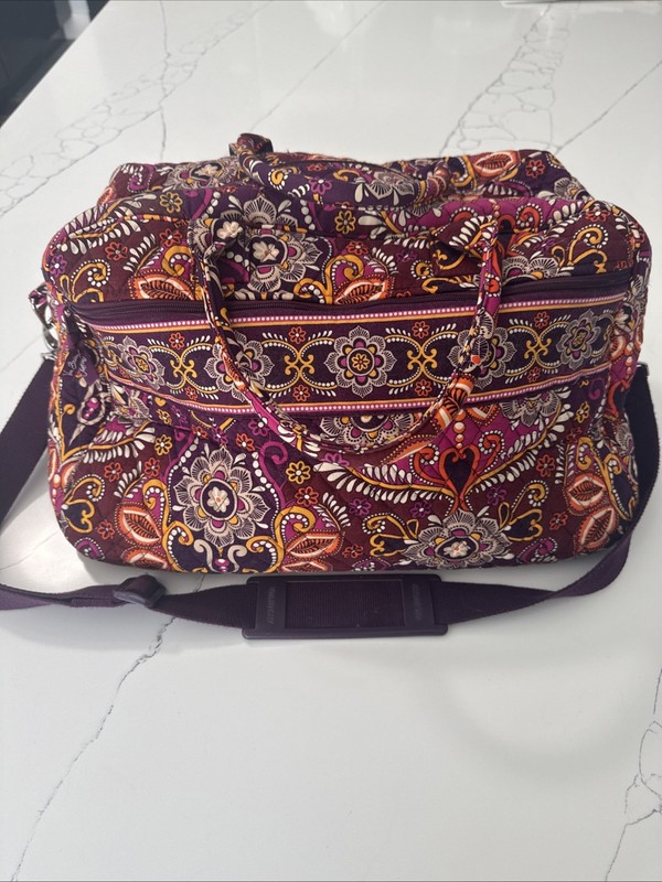 Vera Bradley Duffel Weekend Bag Large Safari Sunset Quilted Pink Orange Purple