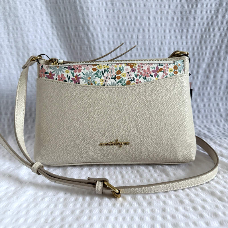 Nanette Lepore Ayanna Crossbody Bag/Purse W Add On Pouch Eggshell/Floral NWT