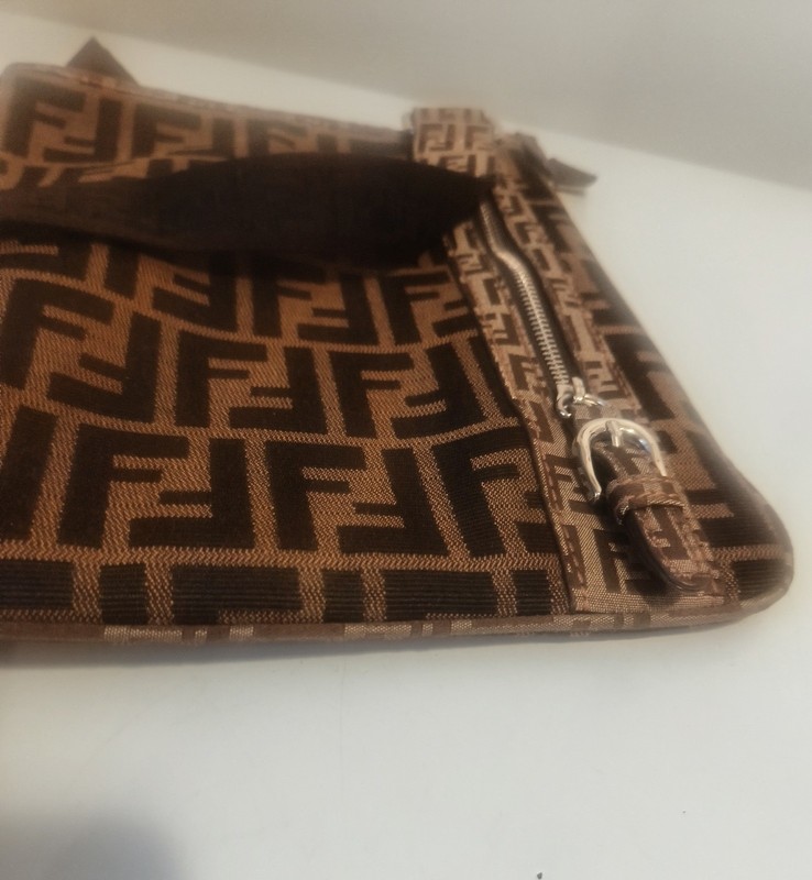 Fendi Women's Vintage Crossbody Messenger Bag Zucca Canvas Tobacco Brown Italy gallery