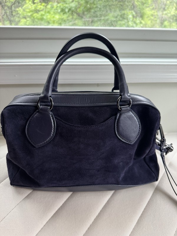 Rebecca Minkoff Navy Blue Suede Leather Satchel Crossbody Bag gallery
