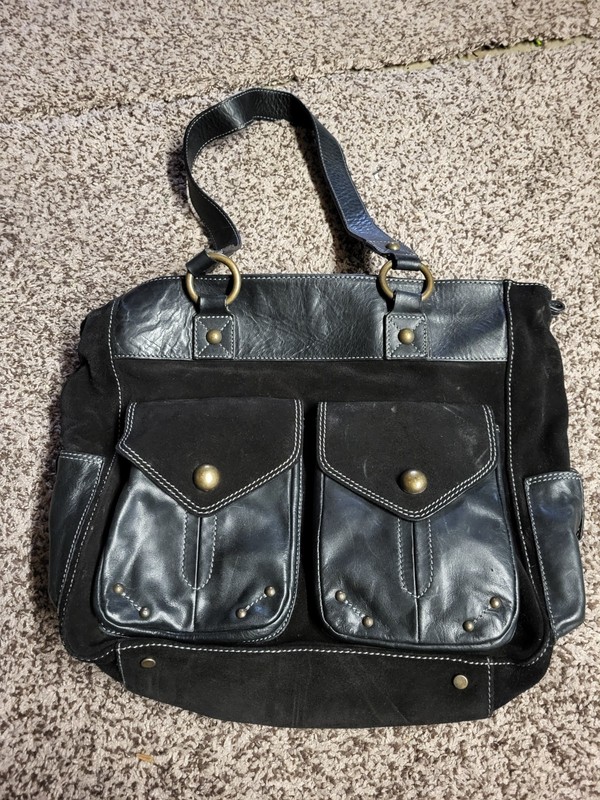 Nuovedive Leather Tote Handbag L Black Italian Messanger Bag