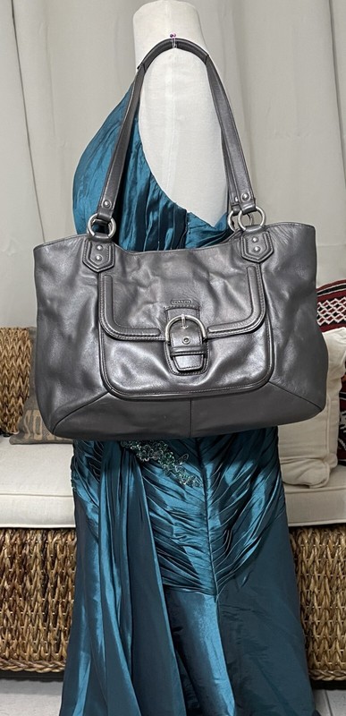 Coach F24961 Silver Hematite Campbell Large Carryall Tote Shoulder Bag (C-143)