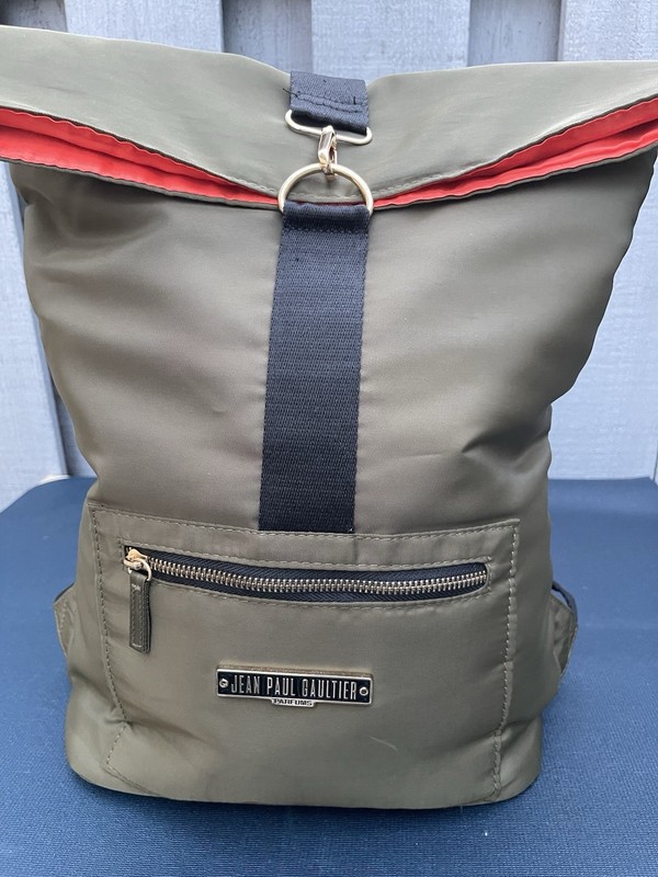Jean Paul Gaultier Olive Green Black Roll-Top Backpack NWOT