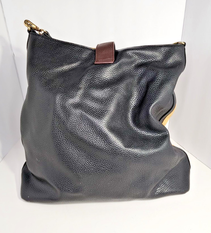 Charming Charlie Leather Hobo Shoulder Bag Purse - Black Tan - Classic Office gallery