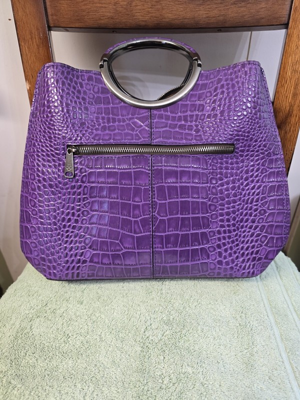 Patricia Nash Arenzano Large Vintage Croc -Plum Jam-NWT gallery