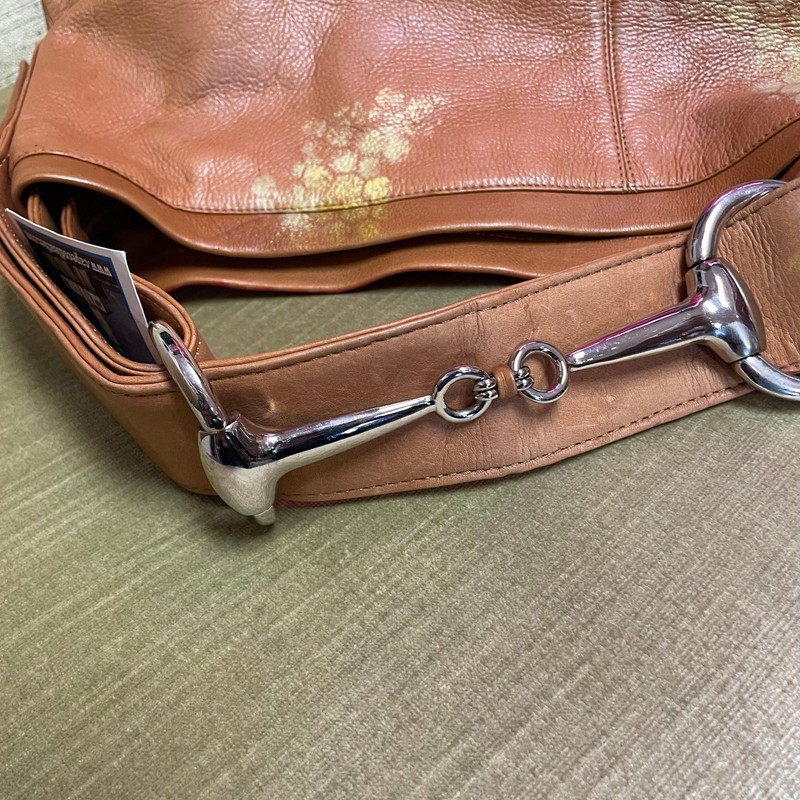 Hand Painted Bumble Bee Leather Hobo Bag Horse bit Anuschka Inspired gallery