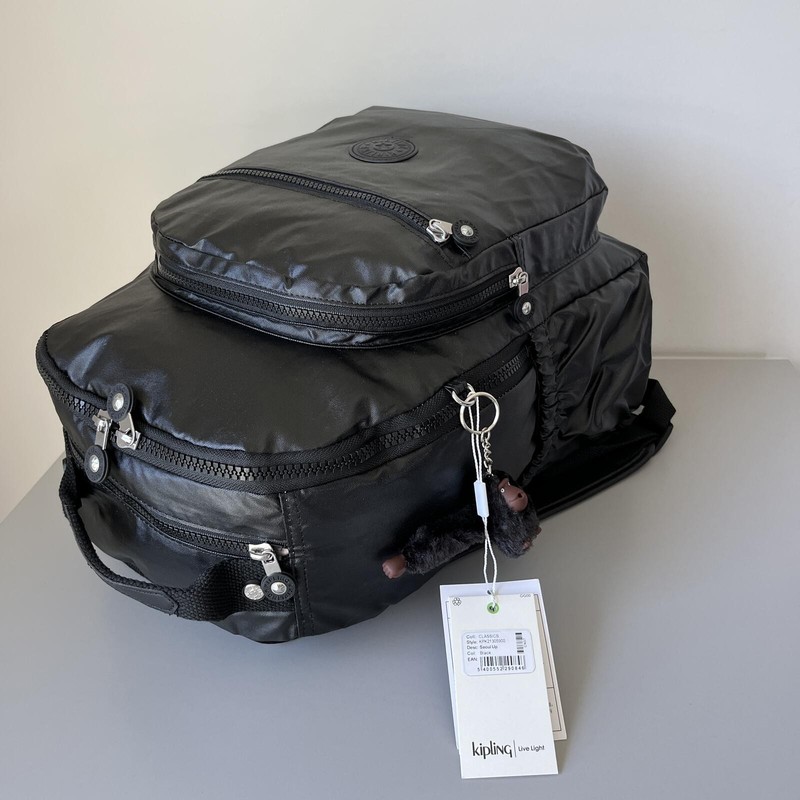 Kipling Seoul Up 17" Laptop Extra Large Backpack in Shining Black NWT gallery