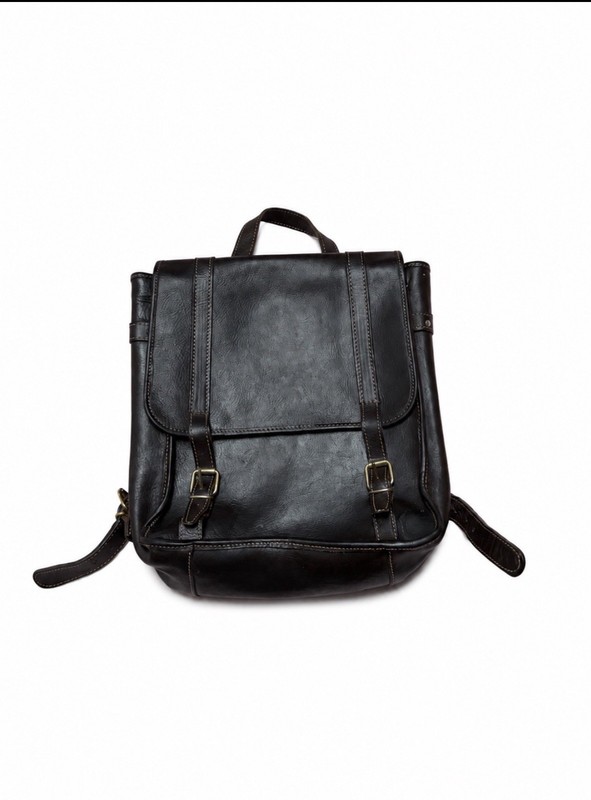 Vintage Genuine Brown Leather 12” Tall 11” Wide 4” Depth Backpack Unisex Adult