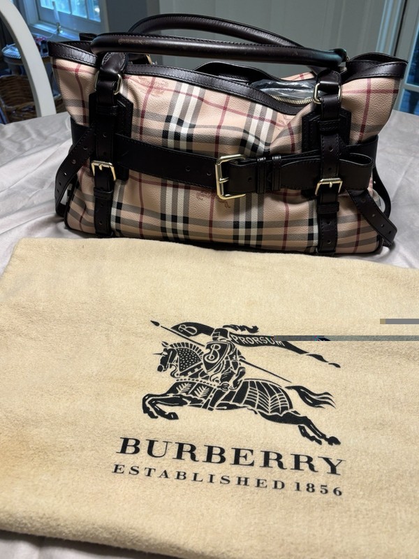 Burberry Haymarket Check Shoulder Bag | Coated Canvas & Leather | Authentic