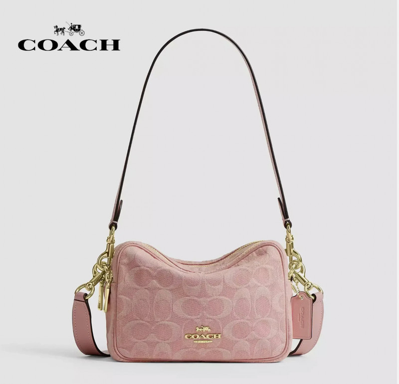 COACH Carey Crossbody Bag In 3way Bag Signature Denim CEN19 CER69Light Pink New