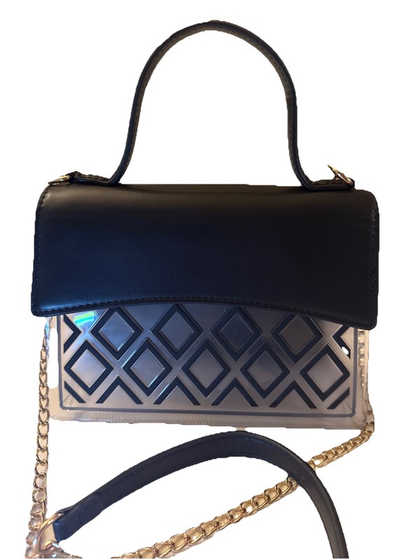 Super Cute! Black Diamonds Transparent Crossbody Stadium Purse
