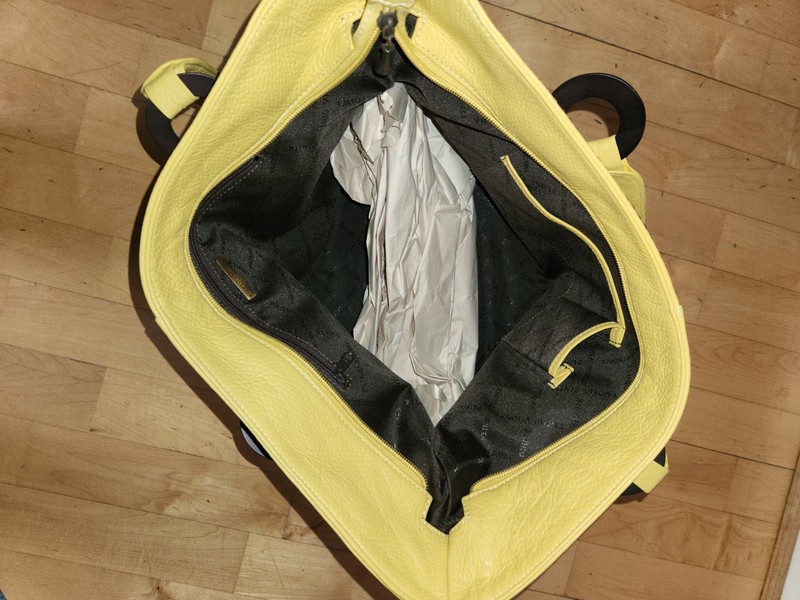 NEW Plinio Visona Eye Catching Yellow Genuine Leather Handbag gallery