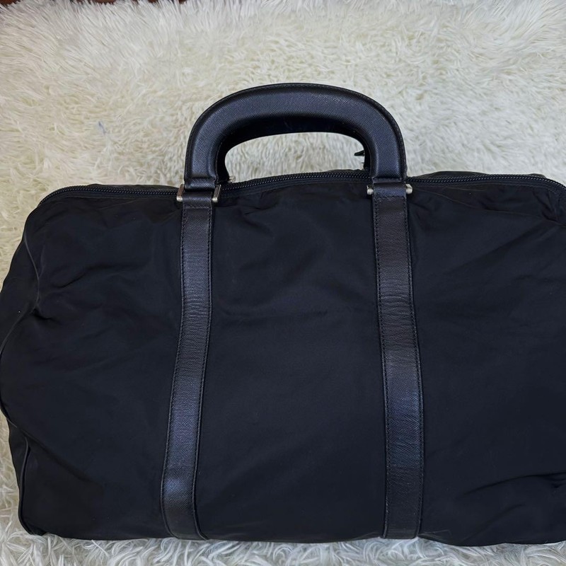 PRADA Nylon Saffiano Black Boston Travel Bag Unisex Authentic Large Capacity gallery