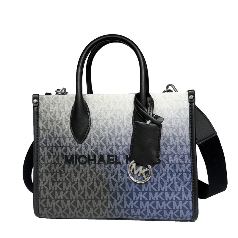 Michael Kors Mirella Small Shopper Tote Crossbody MK Logo Bag Ombre Black