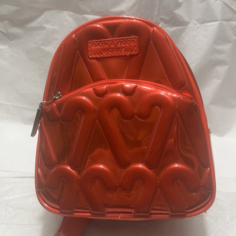 Bath & Body Works Candy Cane Heart Mini Backpack Zippered Red Limited Edition