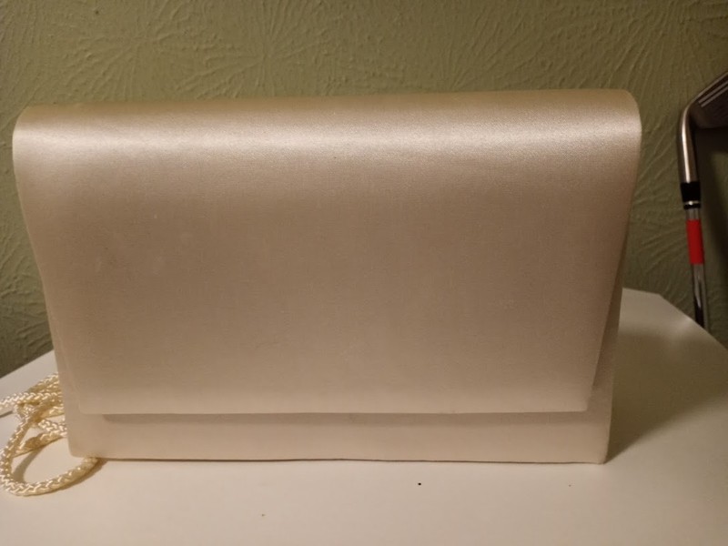BECHAMEL Vintage Satin Cream Evening Clutch Shoulder Crossbody Bag Purse (51)