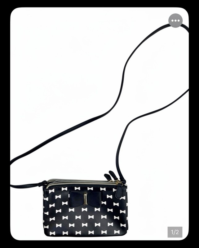 Women’s Black & White Geometric Crossbody Bag Gold Hardware Zip, Multi Zips