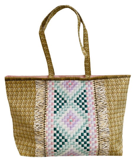 Estee Lauder Tan STRAW-LOOK (cotton fabric) Beach Bag Large Tote NEW! ET1
