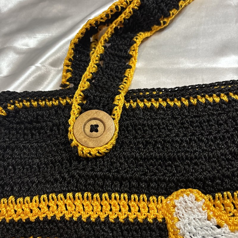 Handmade Crochet Crossbody Bucket Bag Yellow Large Purse Festival Art to Wear gallery