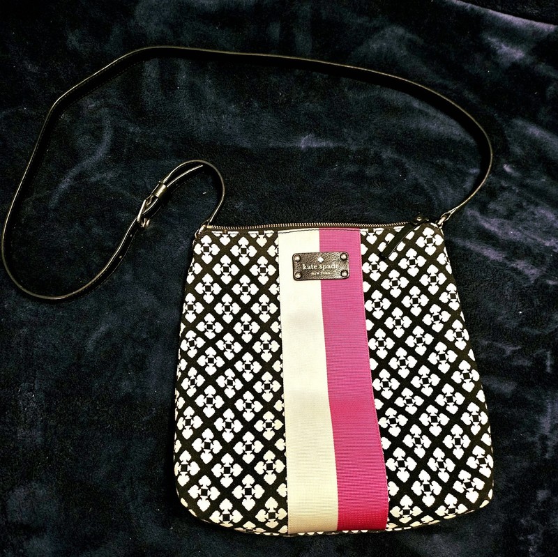 Kate Spade Crossbody Signature Bloom Jaquard Black Heritage Stripe Vintage Bag