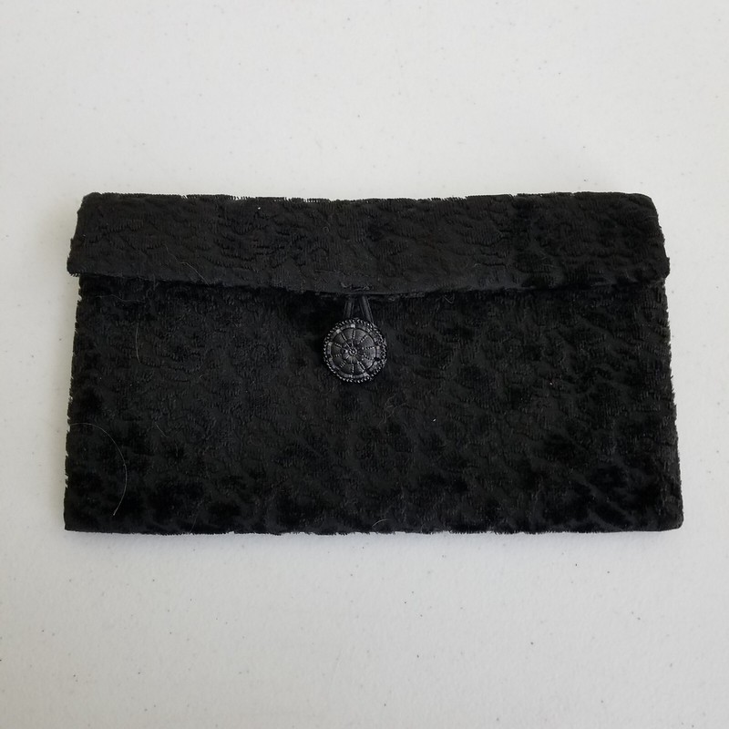 Vintage Black Persian Wool Fur Velvet Feel Wallet Clutch Bag Purse Handbag 8×4