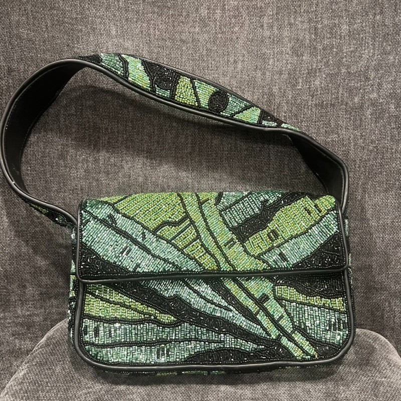 Staud Beaded Tommy Bag Green Palm