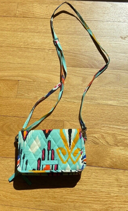 Vera Bradley All in One Crossbody Bag Aqua Multi Ikat print