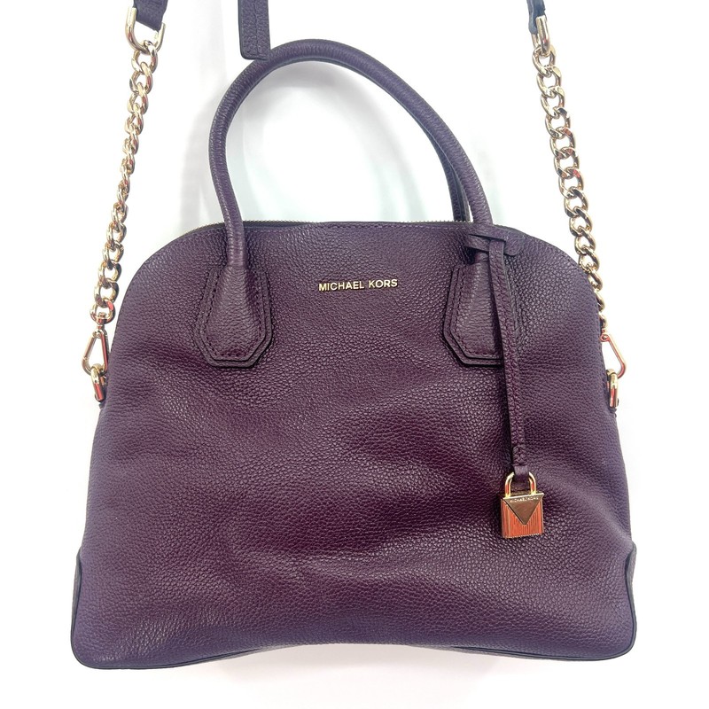 Michael Kors Mercer Large Dome Satchel in Eggplant w/Charm