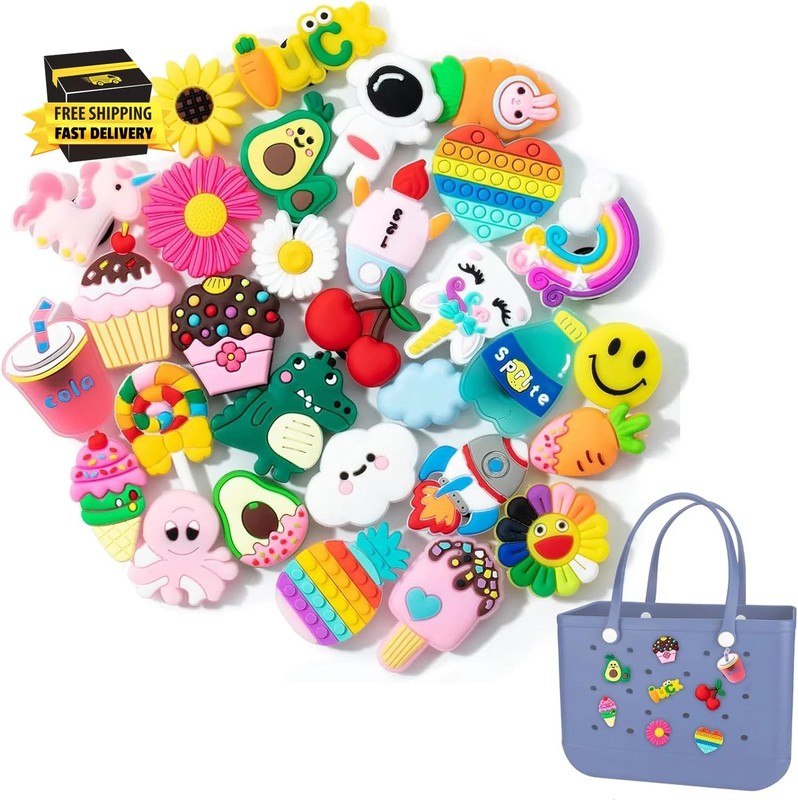 30PCS Bogg Bag Charms PVC Cute Decorative Bag Accessories+2days delivery