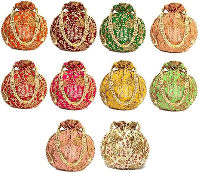 Indian 100 PC Handicrafts and jewellery Designer Women Potli Bags or Wristlet