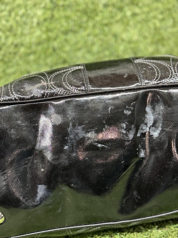 Coach F19215 Black Stitch Signature Patent Leather Frame Kiss lock Shoulder Bag gallery