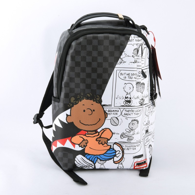 Sprayground Peanuts Franklin Sharks In Comics Backpack Snoopy Zippered Plaid