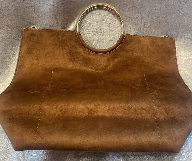 Banana Republic Vegan Suede Ring Satchel Metallic Nude (brown Leather)