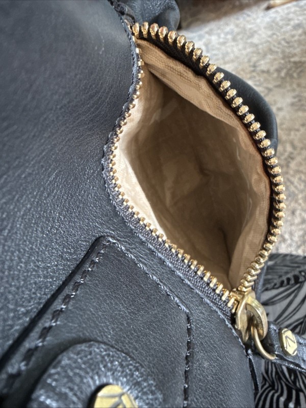 Nannini Soft Black Leather Satchel Shoulder Bag Gold Accents gallery