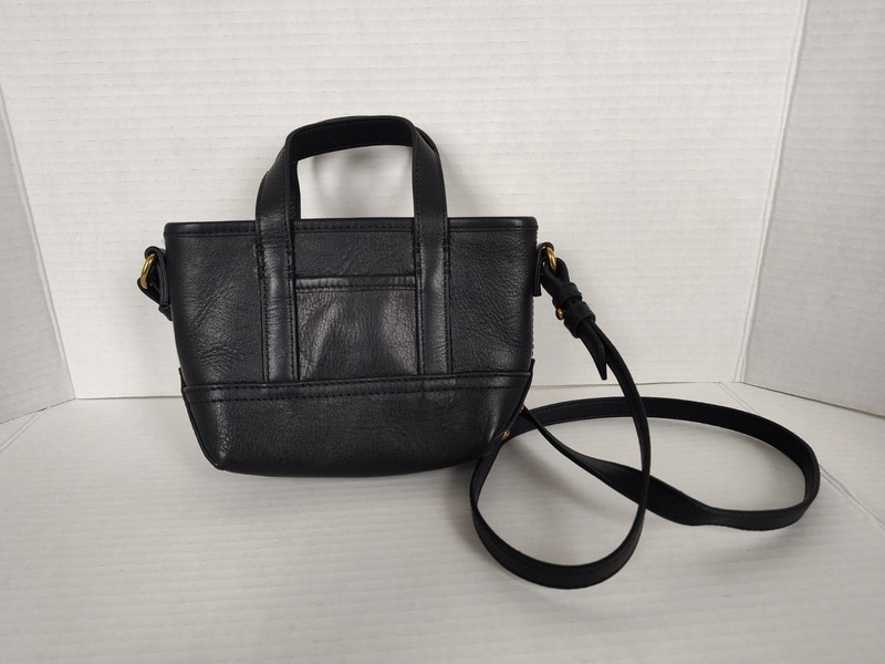 J Crew Black Leather Mini Montauk Cross Body Tote Bag Handbag #BA140