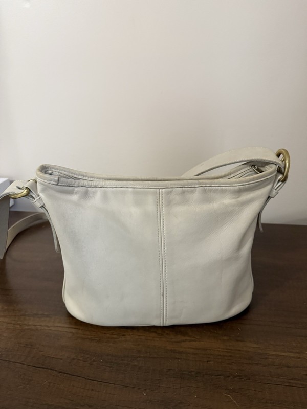 COACH Shoulder Bag 4143 Bone White Leather Worth Bag Vintage Old Coach Made USA