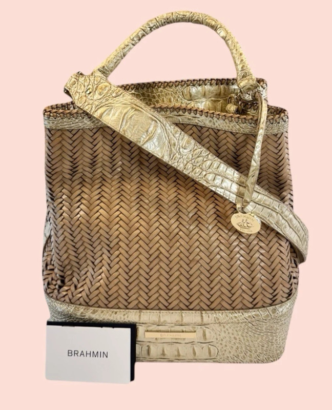 BRAHMIN Stardust Amelia Hutchinson Croc Embossed Leather Tote Bag (EUC)