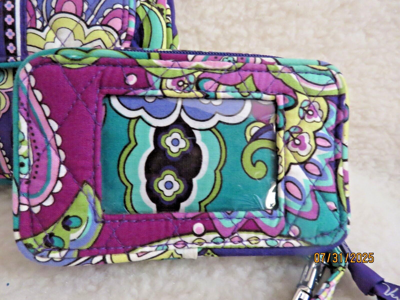 Vera Bradley Heather Paisley Quilted Wallet Wristlet & Mini Purse Clutch Purple gallery