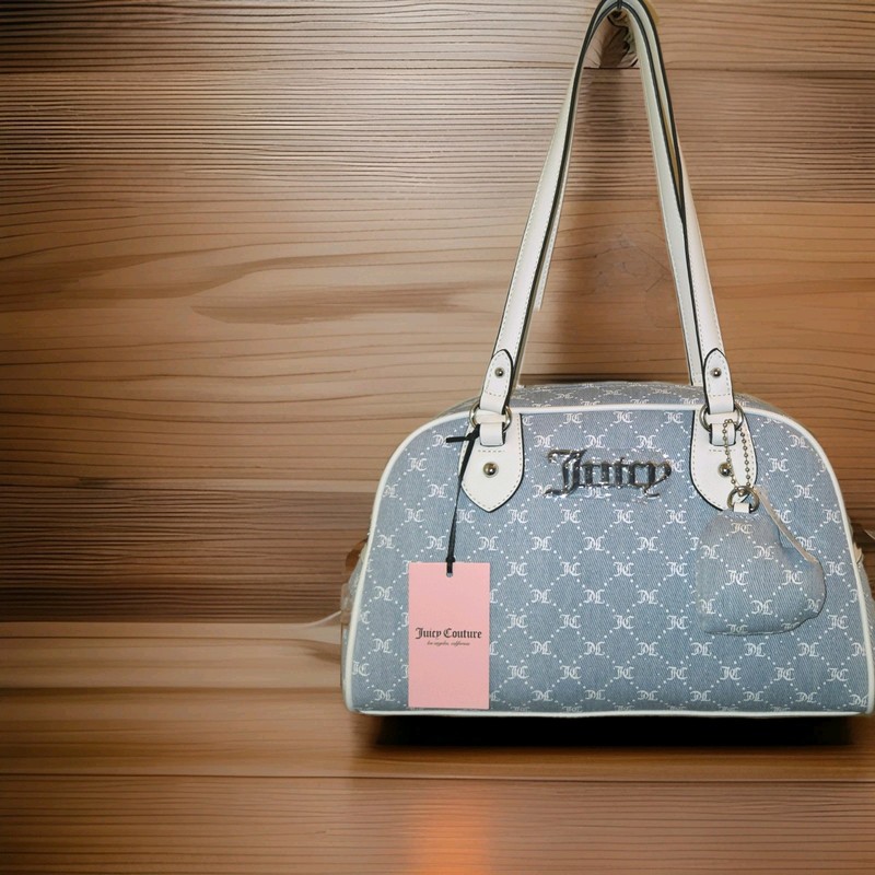 Juicy Couture “She’s The Moment” Satchel Light Denim/White Heart Charm