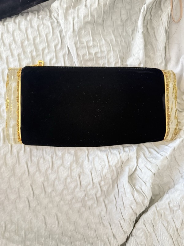 Edie Parker Women’s Black & Gold Solid Rectangle Clutch w/ Glitter Accents