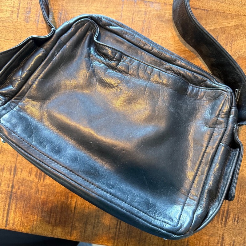 VTG Y2K Black Leather Purse Perlina NY Designer Shoulder Handbag Medium 2000s gallery