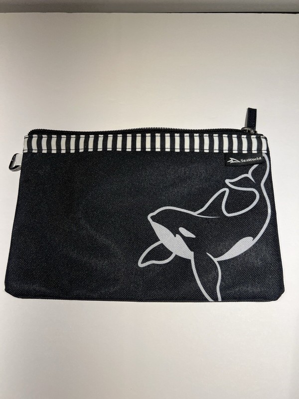 Sea World Killer Whale Canvas Zip Black Lined Bag 10×7 Inch