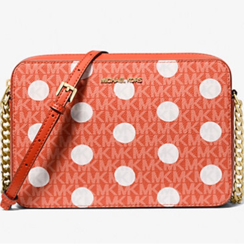 Michael Kors “Red Clay” (more orange) Polka Dot Crossbody Bag NWT