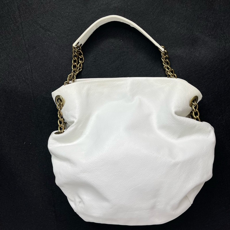 Michael Rome Designs Genuine Leather Ivory Shoulder Bag Good Chain Y2K Boho