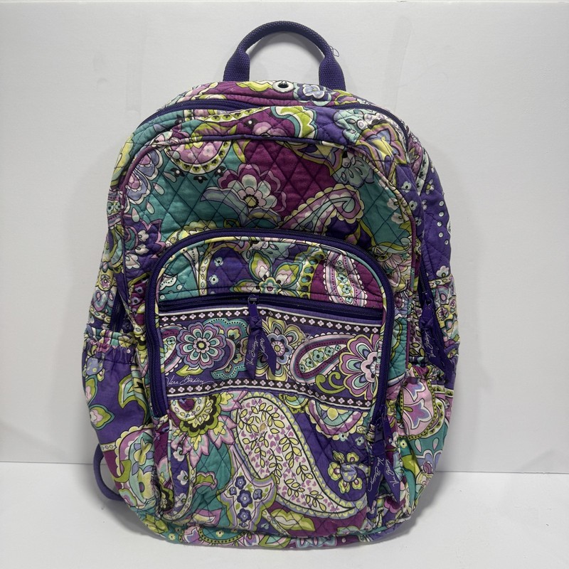 Vera Bradley Heather Purple Paisley Quilted Campus Backpack