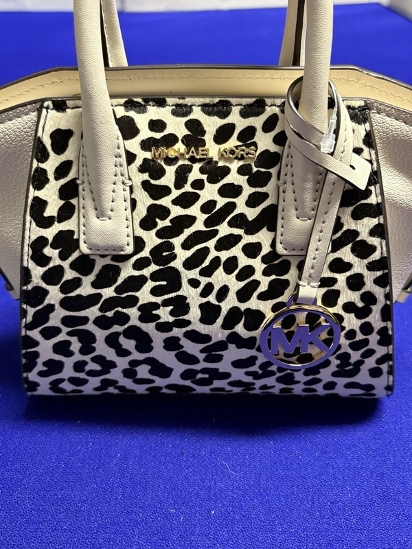 MICHAEL KORS AVRIL XS SATCHEL CROSSBODY CREAM CHEETAH PRINT CALF HAIR NEW gallery