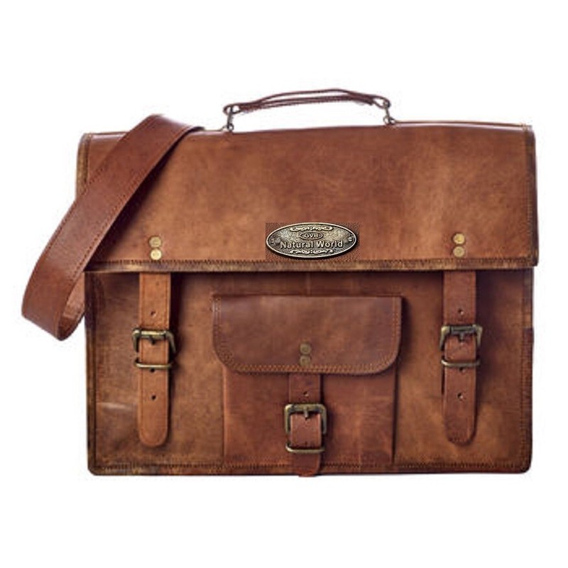 Men’s Women’s Leather Messenger Shoulder Laptop Bag Briefcase(Professional Use)